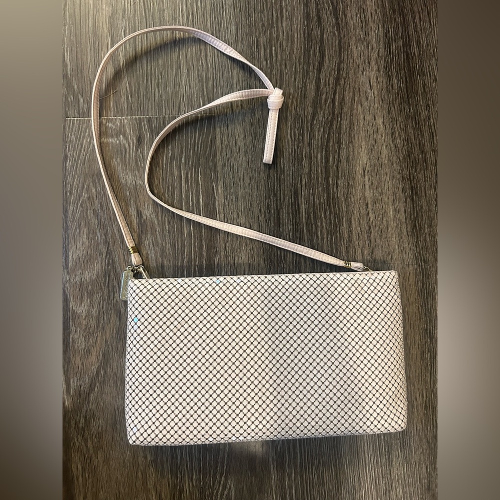 Whiting & Davis Cream Beige Mesh Crossbody Bag Prom Purse Elegant